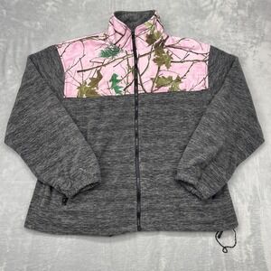 TrailCrest Fleece Jacket Womens 2XL Gray Realtree Long Sleeve Mock Neck Full Zip